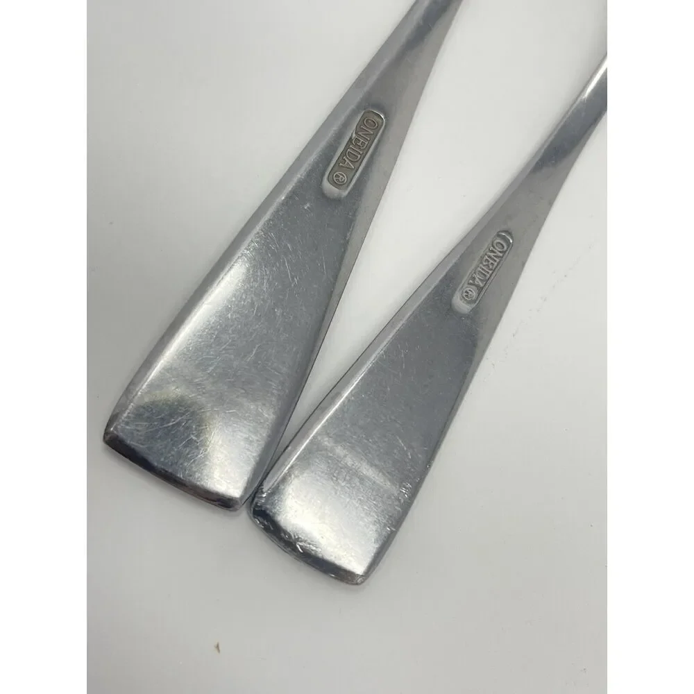 Oneida Grayson Glossy Stainless Soup Place Dinner Spoon 7” And Teaspoon 6 3/8”